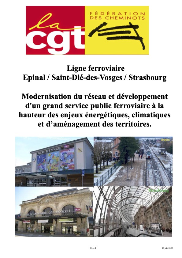 Modernisation et développement du service public ferroviaire dans les Vosges : les propositions des cheminots CGT