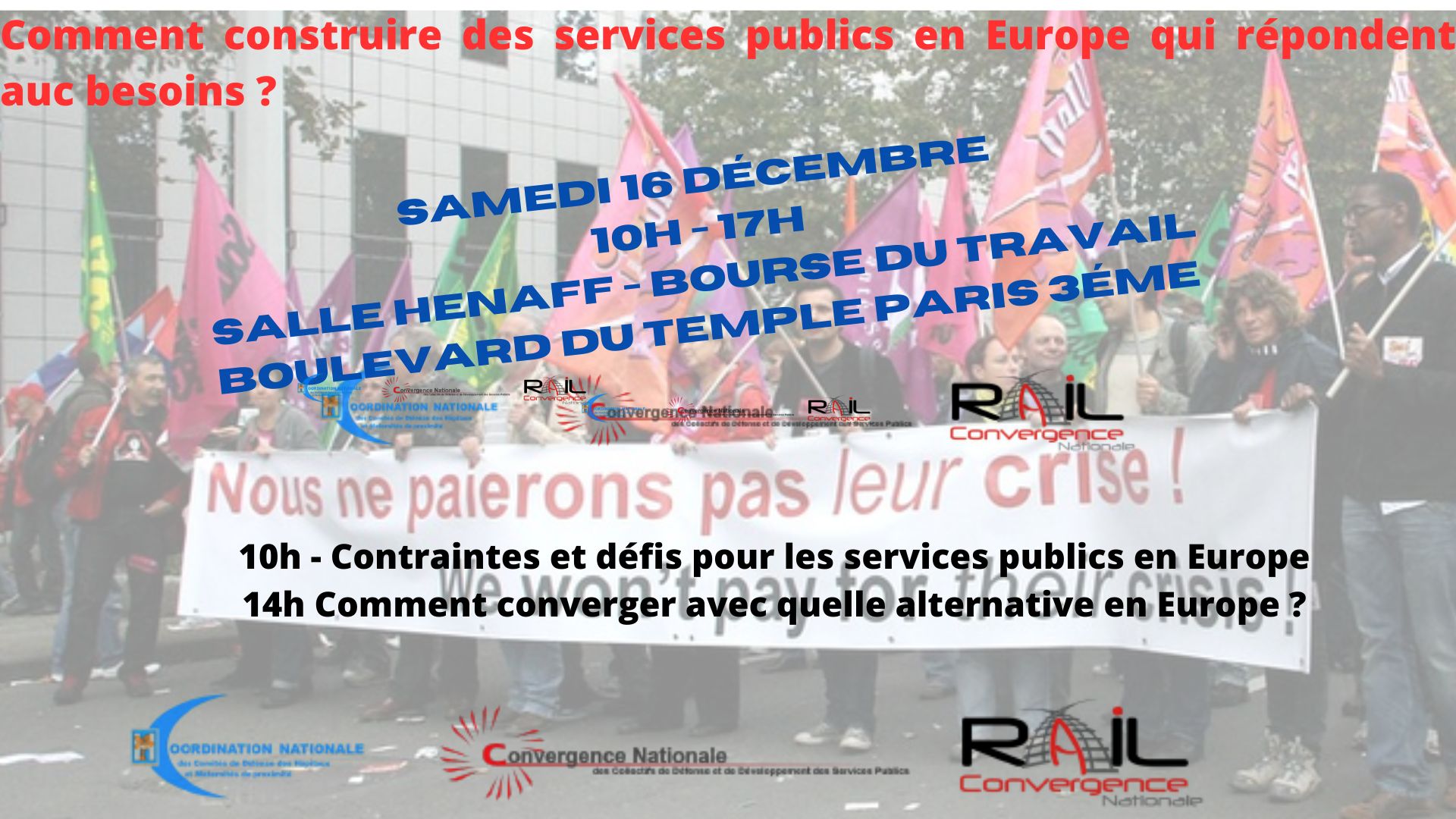 Rencontre-débat sur les services publics à Paris le 16 décembre 2023