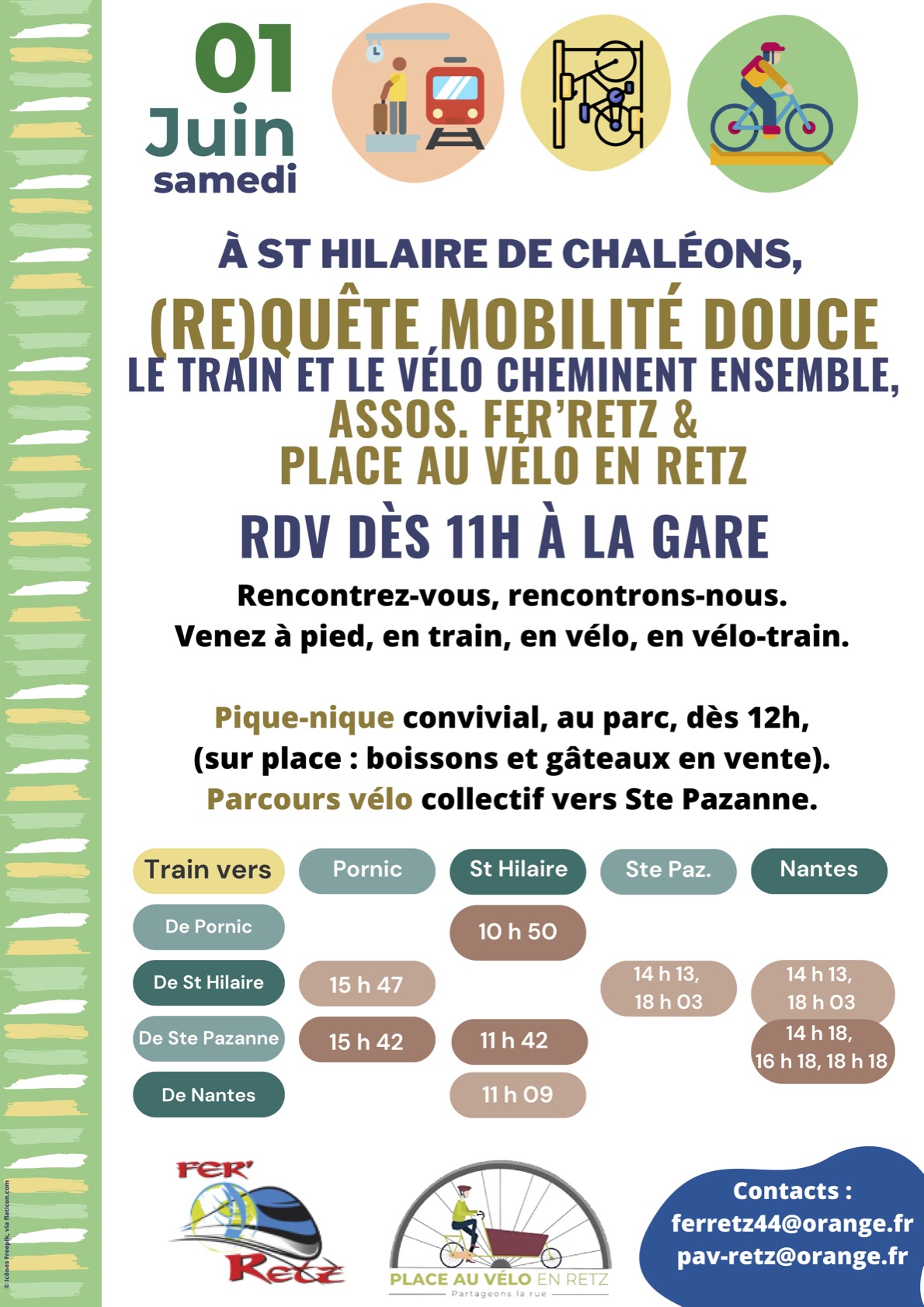 Le 1er juin 2024, initiative pour le train et le vélo en Pays de Retz à Saint-Hilaire de Chaléons